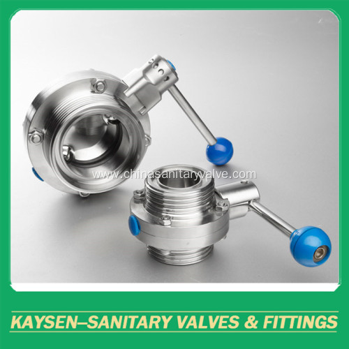 ISO/IDF Sanitary thread butterfly valve with handle